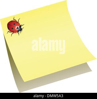 vector ladybird on paper note Stock Vector