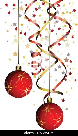 christmas ball with curly ribbon Stock Vector