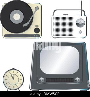 Retro object icons - vector icon set Stock Vector