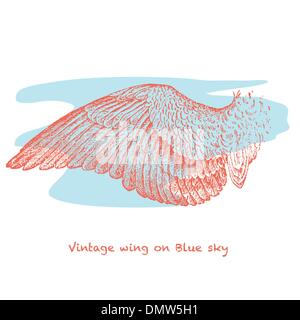 vintage wing on blue sky Stock Vector