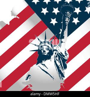 american flag stylized with statue of liberty Stock Vector