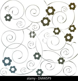 Grunge frame with abstract flowers Stock Vector
