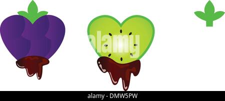 Valentine's chocolate fruity hearts collection isolated on white Stock Vector