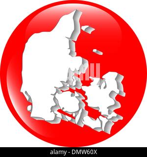 map of Denmark filled with flag of the state Stock Vector