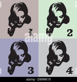 pop art women with numbers Stock Vector