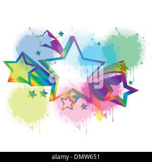 colored stars and grunge on white background Stock Vector