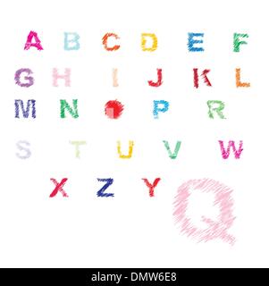 sketchy alphabet in pastel colors Stock Vector