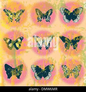 Vintage Butterfly Texture with Grunge Halftone Effect – Retro Y2K ...