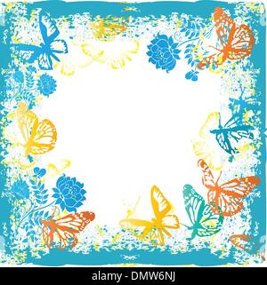 Vector grunge flower and butterflies Stock Vector Image & Art - Alamy