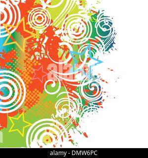 colored grunge card with stras and circles Stock Vector