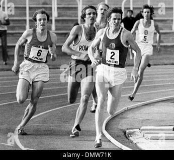 Aug 06, 1973; Nice, France; During the semi-final of the European Athletic Cup, which took place at the Quest Stadium in Nice, the French runner, MARCEL PHILIPPE (number 6) could not run a better time at the 800m, headed by the East German DIETER FROMM (number 2). The picture shows both runners during the competition. (Credit Image: © KEYSTONE Pictures USA) Stock Photo