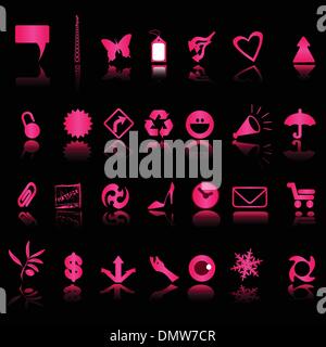 electric pink icons collection Stock Vector