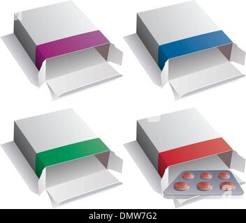 vector set of pill packs and medical pills Stock Vector