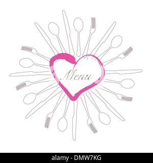 menu card with heart Stock Vector