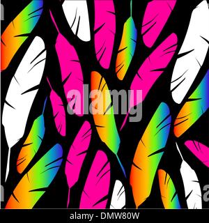 colored feathers on black background Stock Vector