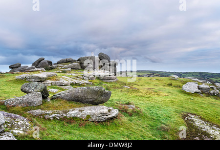 Storm clouds gather over Helman Tor near Bodmin in Cornwall Stock Photo
