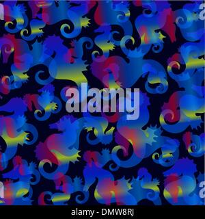 sea horses background,japanese style Stock Vector