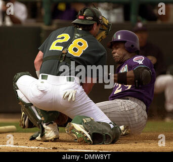 Mar 03, 2002; Phoenix, AZ, USA; Oakland A's pitchers Barry Zito, Tim Hudson  and Mark Mulder (R) Wednesday March 6,2002 Stock Photo - Alamy