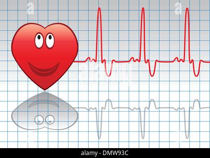 vector red heart and heartbeat Stock Vector