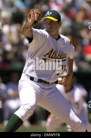 Apr 18, 2002; Oakland, CA, USA; Oakland Athletics' pitcher Billy Koch, #44,  pitches against the Anaheim Angels' in the eighth inning of their game on  Thursday, April 18, 2002 at Network Associates