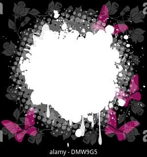 white splash on roses and butterflies Stock Vector