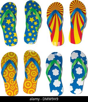 vector set of colorful flip flops Stock Vector