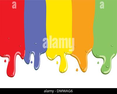 Paint stripes flowing with drops Stock Vector