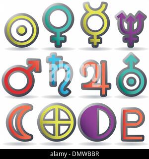 zodiac and astrology symbols of the planets Stock Vector
