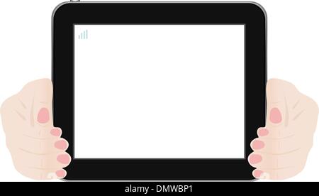 a female hand holding a touchpad pc Stock Vector