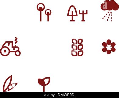 Agriculture & farming icons set isolated on white ( brown ) Stock Vector