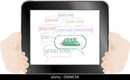 hands holding tablet pc Isolated on white Stock Vector