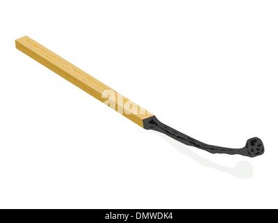 Burned match isolated on white Stock Vector