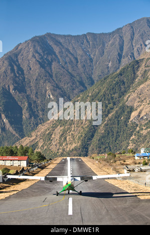 Lukla Airport and Runway, Solu Khumbu Region, Himalaya, Nepal Stock Photo