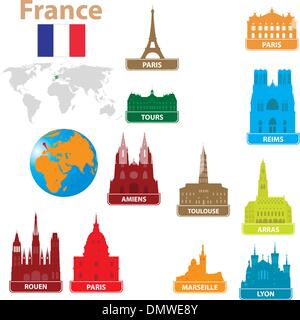 Symbols city to France Stock Vector