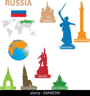 Symbols city to Russia Stock Vector