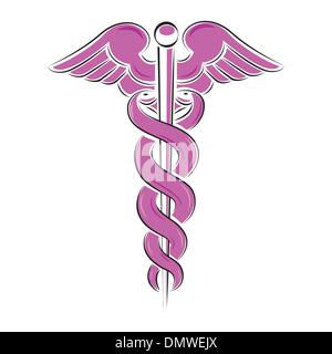 Caduceus symbol illustration isolated on white Stock Vector