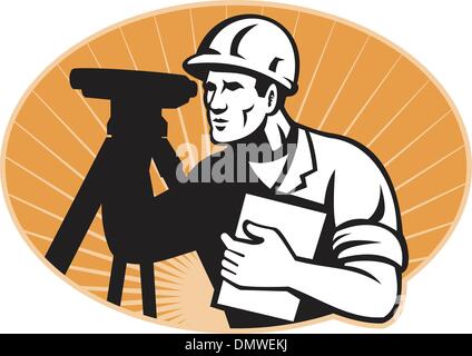 Surveyor Engineer Theodolite Total Station Stock Vector