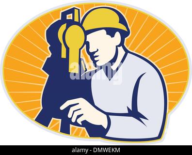 Surveyor Engineer Theodolite Total Station Stock Vector