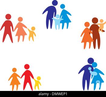 happy family icons collection Stock Vector