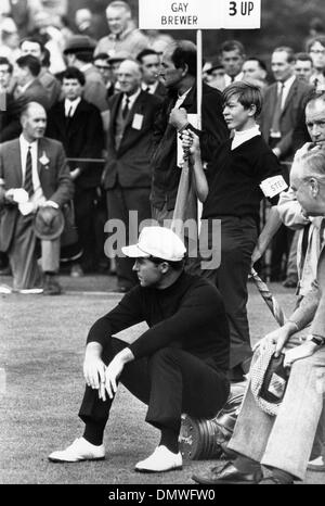 Oct. 12, 1967 - London, England, U.K. - Golfer GARY PLAYER at the Piccadilly World Match Golf Tournament at Wentworth. PICTURED: Gary Player watching his opponents finish a hole. (Credit Image: © KEYSTONE Pictures USA/ZUMAPRESS.com) Stock Photo