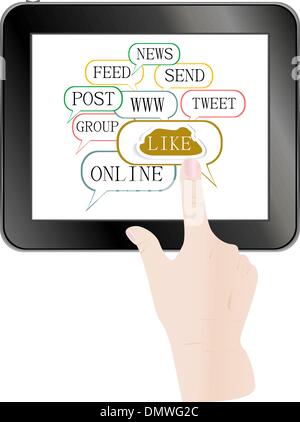 hands touch screen digital tablet Stock Vector