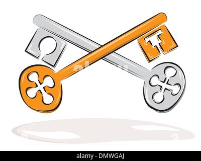 Crossed golden and silver keys Stock Vector