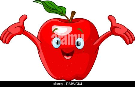 Cheerful Cartoon Apple character Stock Vector