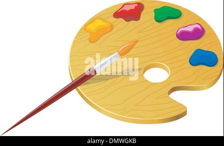 Palette with paints and brush Stock Vector