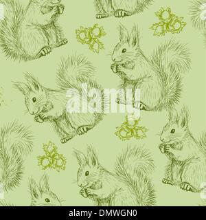 Seamless pattern with squirrels Stock Vector
