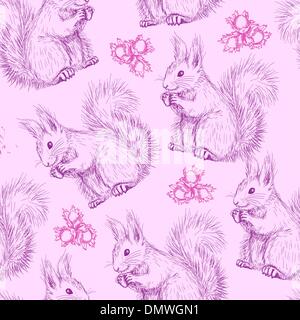 Seamless pattern with squirrels Stock Vector