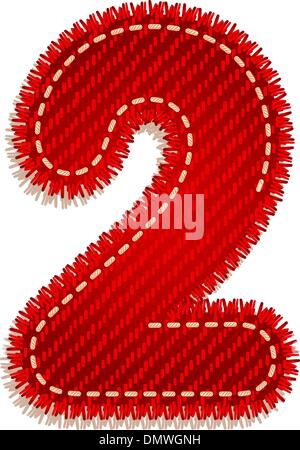 Digit from red textile alphabet Stock Vector