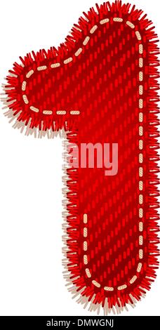 Digit from red textile alphabet Stock Vector