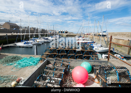 pier lossiemouth harbour creels marina moray coast Stock Photo