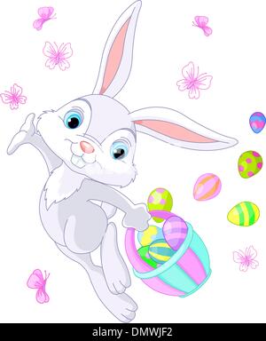 Easter Bunny Hiding Eggs Stock Vector